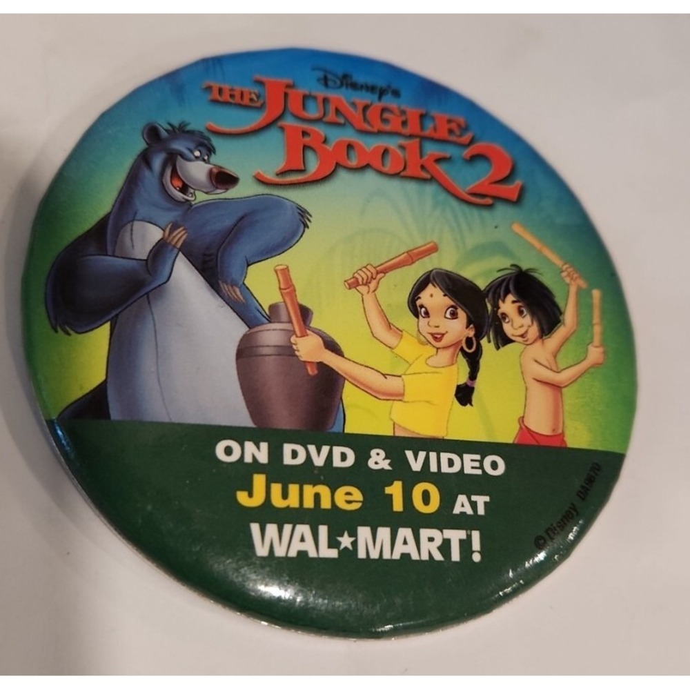 Vintage Disney The Jungle Book 2 Walmart DVD Video Promo Pinback Button 038